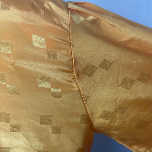 Vintage Blouse Size 8 Yellow Gold Jacquard Long Sleeve Button Office Secretary - Picture 10 of 15